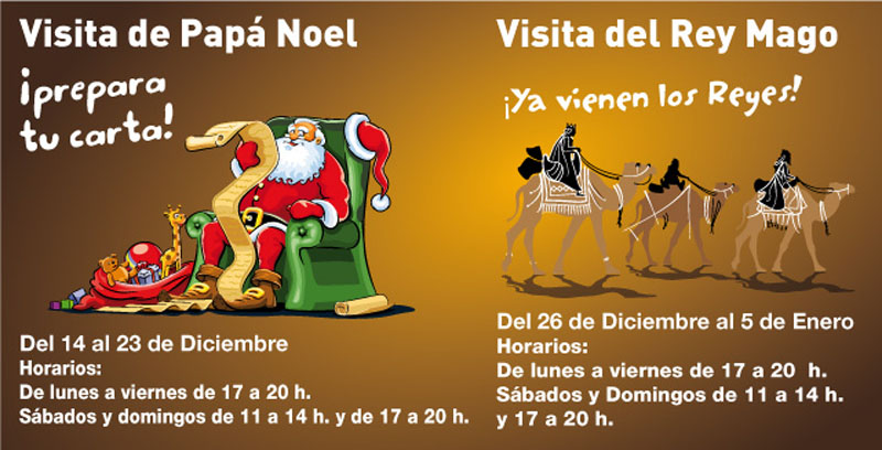 Visita de Papá Noel y un Rey Mago