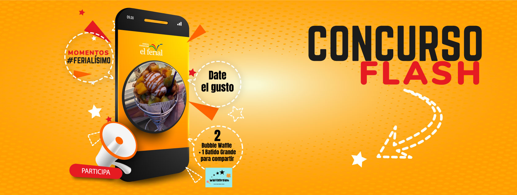 Concurso Flash. Regalamos 2 Bubble Waffle + 1 batido grande en Waffle Dream