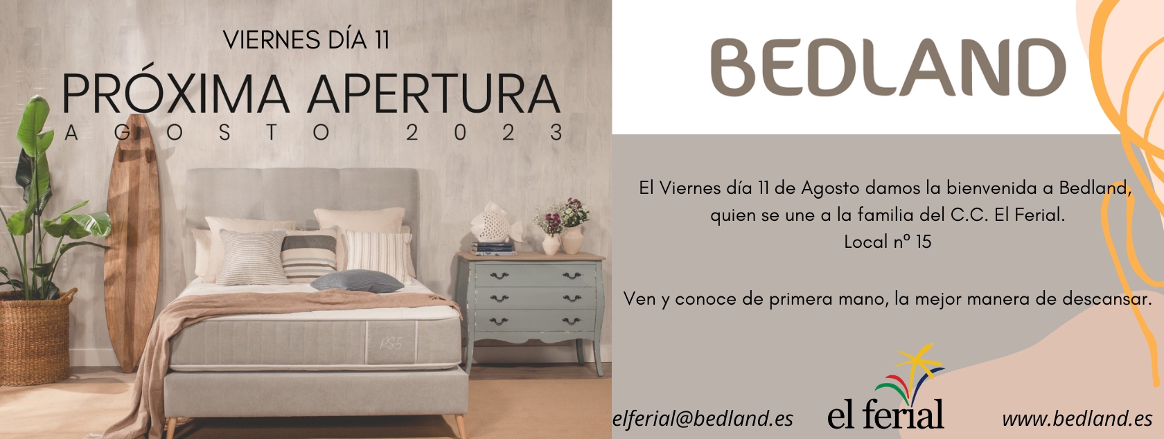 Próxima apertura de Bedland en CC El Ferial